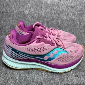 Saucony Womens Ride 14 Pink Running Shoes Size 6.5 Medium (B,‎ M)